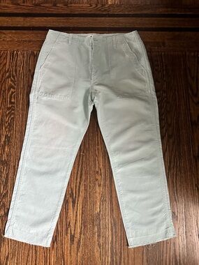 AMO Pale Blue High-Rise Linen Pants